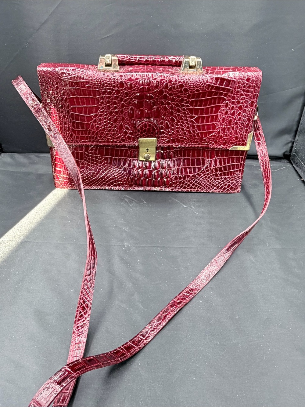 Vintage Italian Amelia Berko Leather Handbag Purse/briefcase Women Red